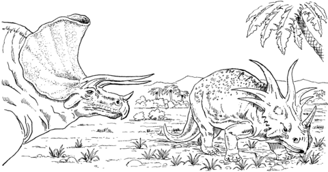 Styracosaurus And Triceratops Coloring Page